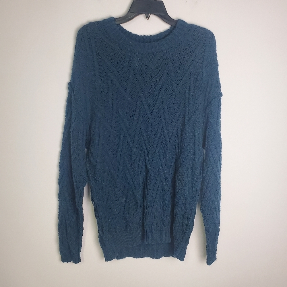 Free People Teal Crew Neck Sweater